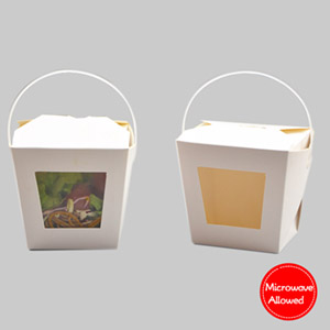 Paper Noodle Box With Plastic Handle-16 z and 26oz